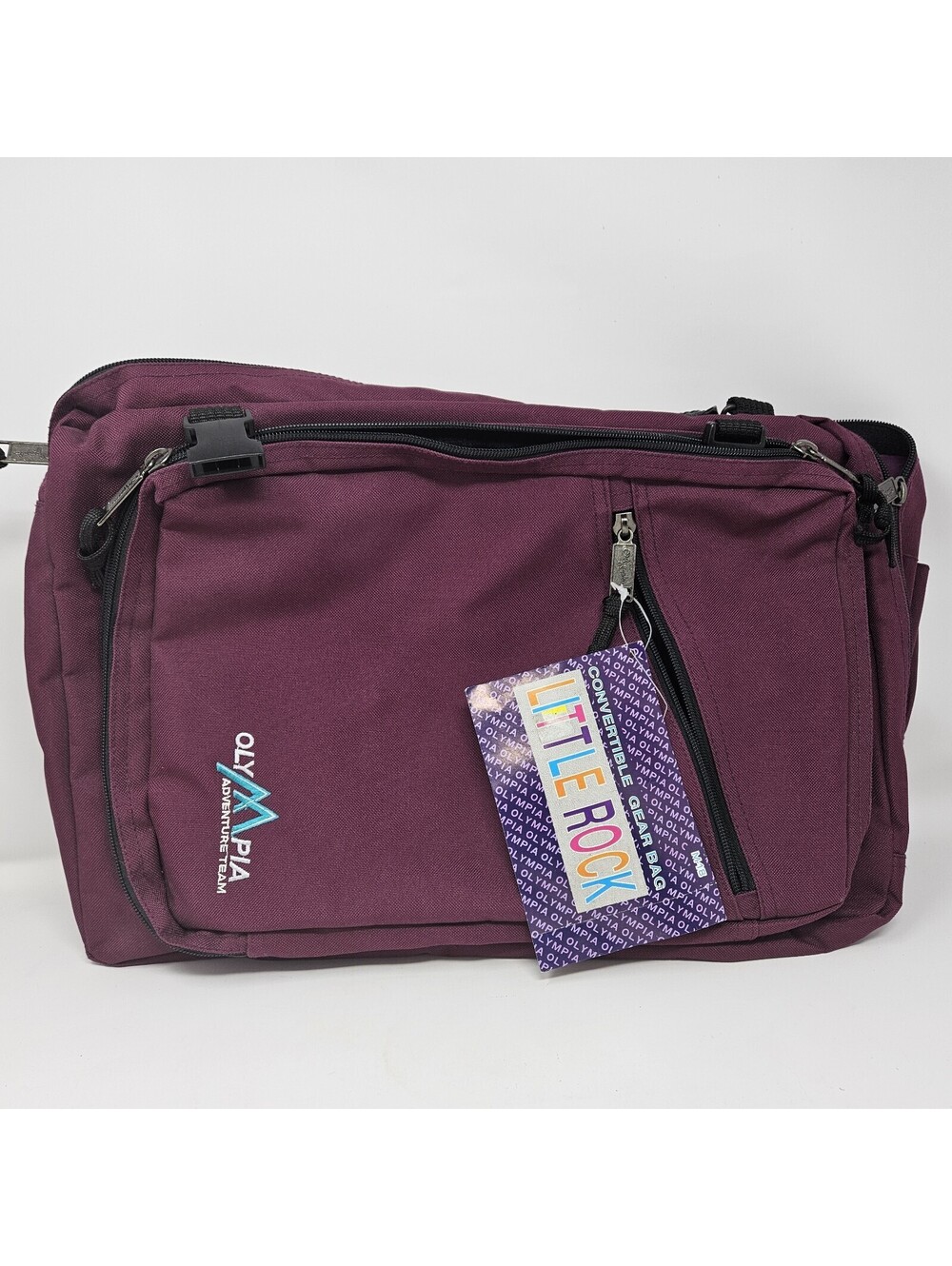 New Olympia Convertible Gear Backpack Bag Nylon Duffle Bag Heavy Duty, Plum NWT